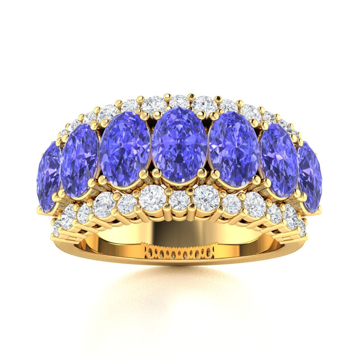 14KT Gold Tanzanite and Diamond Ladies Ring (Tanzanite 3.84 cts. White Diamond 0.72 cts.)