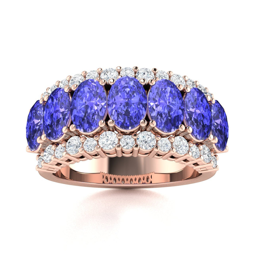 14KT Gold Tanzanite and Diamond Ladies Ring (Tanzanite 3.84 cts. White Diamond 0.72 cts.)