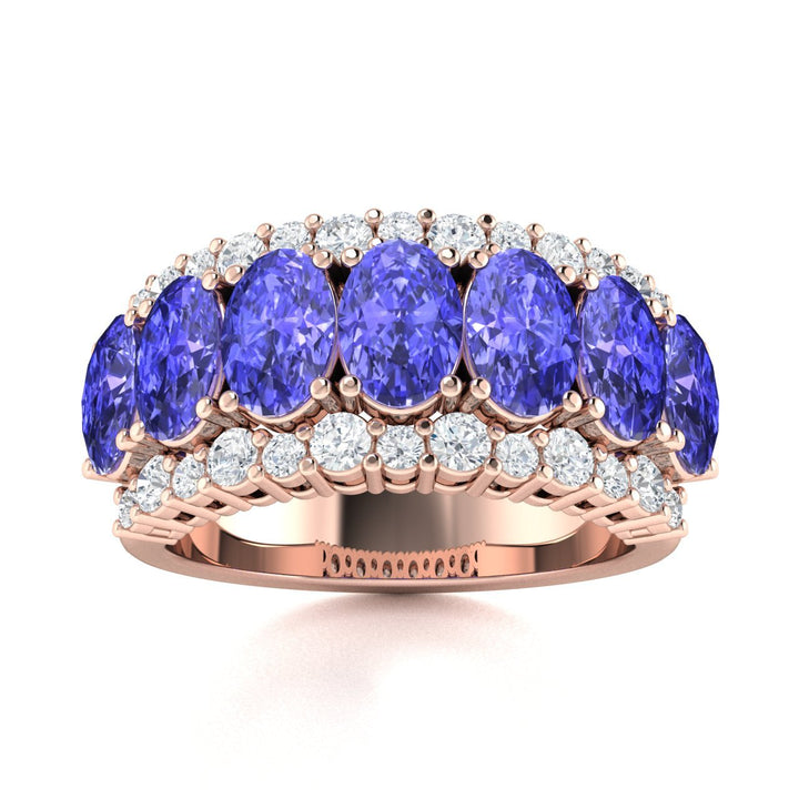 14KT Gold Tanzanite and Diamond Ladies Ring (Tanzanite 3.84 cts. White Diamond 0.72 cts.)