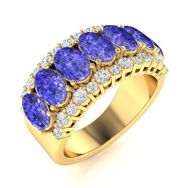 14KT Gold Tanzanite and Diamond Ladies Ring (Tanzanite 3.84 cts. White Diamond 0.72 cts.)