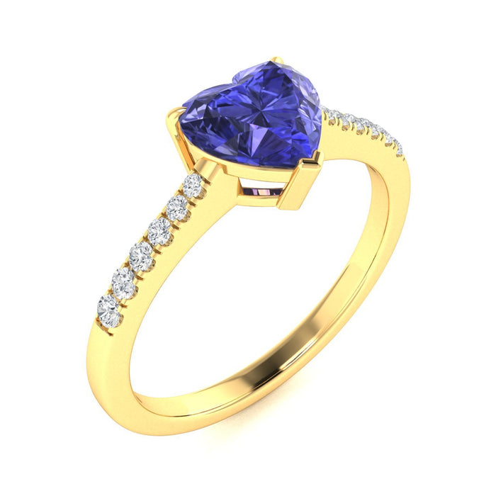 14KT Gold Tanzanite and Diamond Ladies Ring (Tanzanite 4.38 cts White Diamonds 0.50 cts)