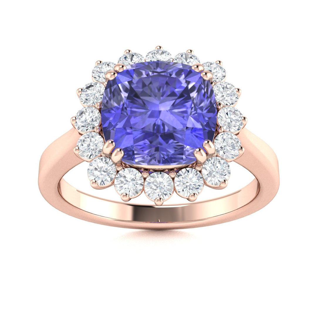 14KT Gold Tanzanite and Diamond Ladies Ring (Tanzanite 5.07 cts White Diamonds 0.88 cts)