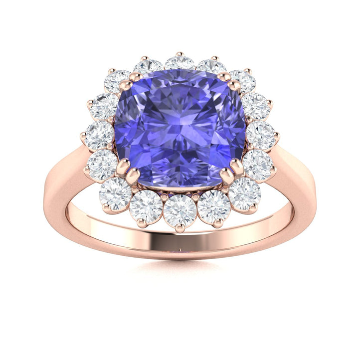14KT Gold Tanzanite and Diamond Ladies Ring (Tanzanite 5.07 cts White Diamonds 0.88 cts)