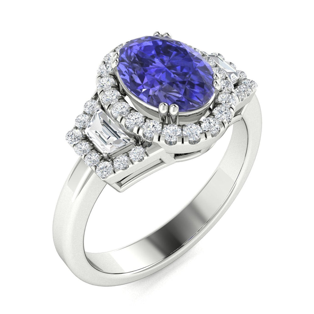 14KT Gold Tanzanite and Diamond Ladies Ring (Tanzanite 6.16 cts. White Diamond 1.38 cts.)