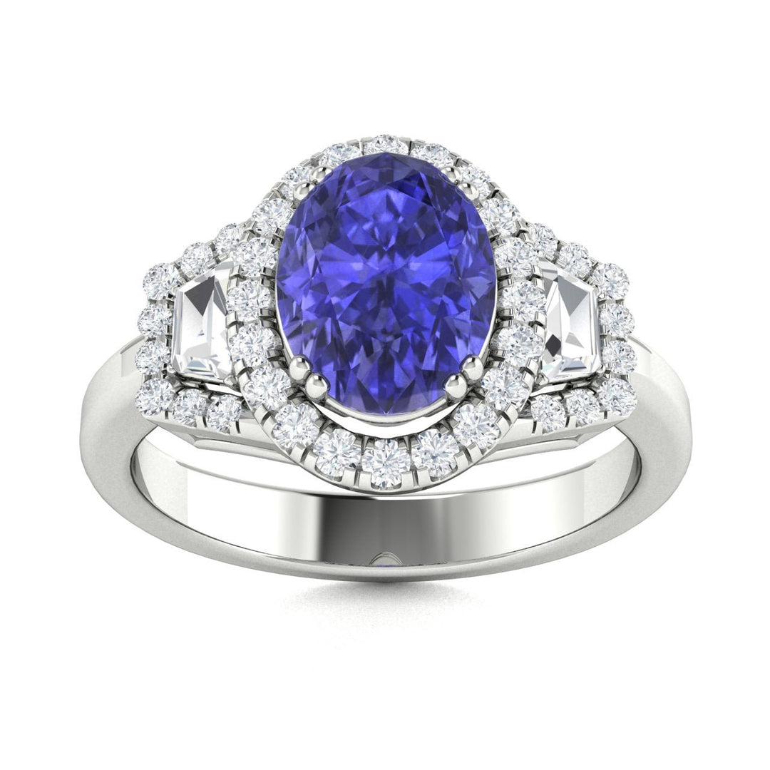 14KT Gold Tanzanite and Diamond Ladies Ring (Tanzanite 6.16 cts. White Diamond 1.38 cts.)