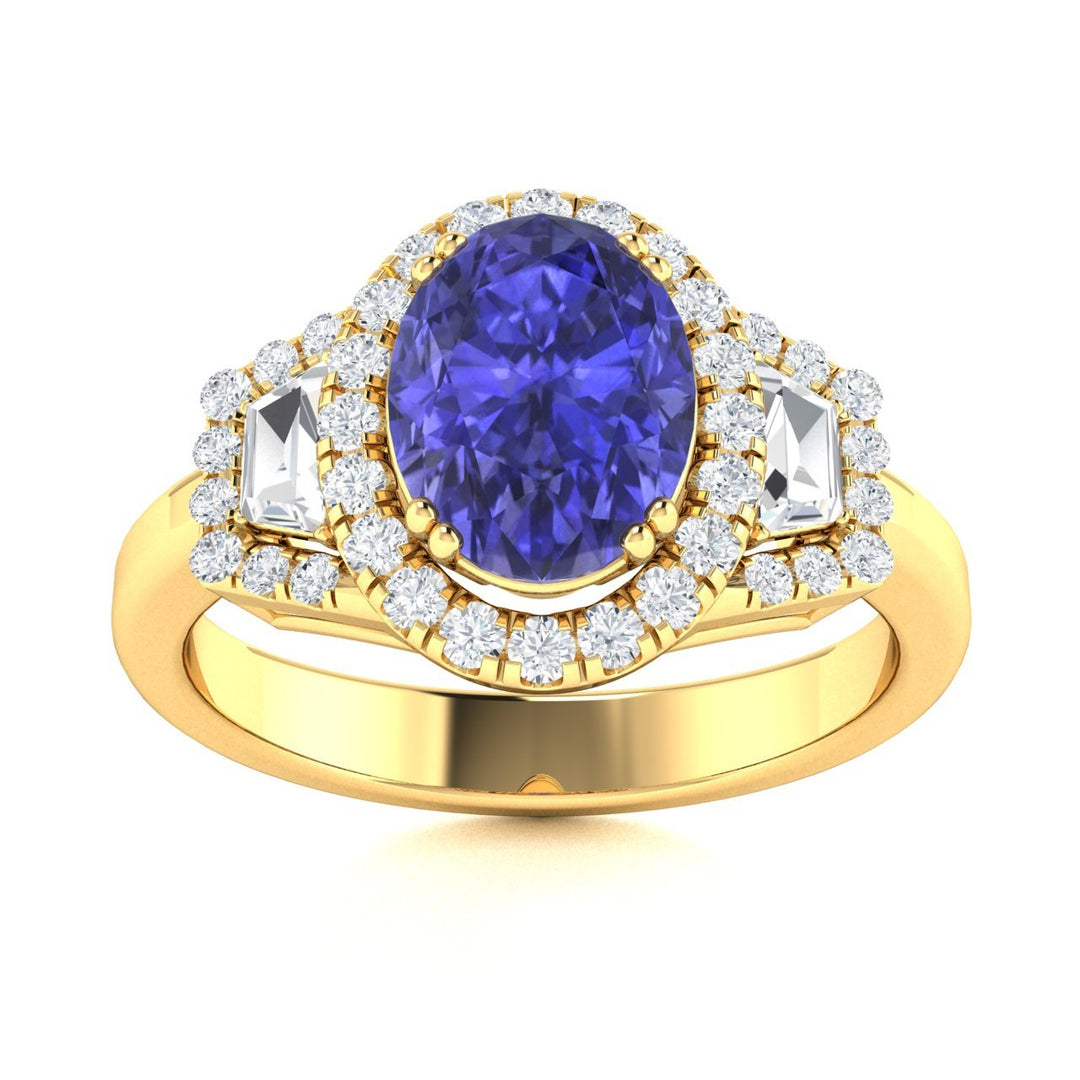 14KT Gold Tanzanite and Diamond Ladies Ring (Tanzanite 6.16 cts. White Diamond 1.38 cts.)