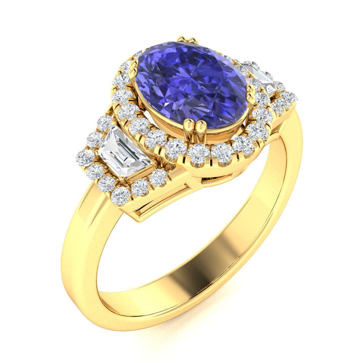 14KT Gold Tanzanite and Diamond Ladies Ring (Tanzanite 6.16 cts. White Diamond 1.38 cts.)