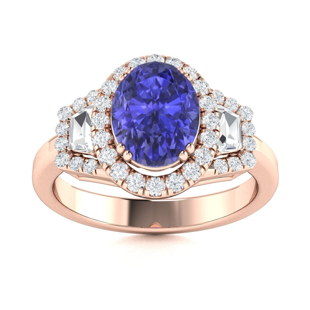 14KT Gold Tanzanite and Diamond Ladies Ring (Tanzanite 6.16 cts. White Diamond 1.38 cts.)