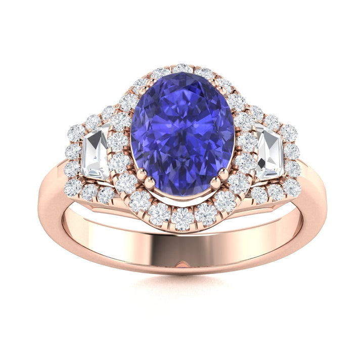 14KT Gold Tanzanite and Diamond Ladies Ring (Tanzanite 6.16 cts. White Diamond 1.38 cts.)