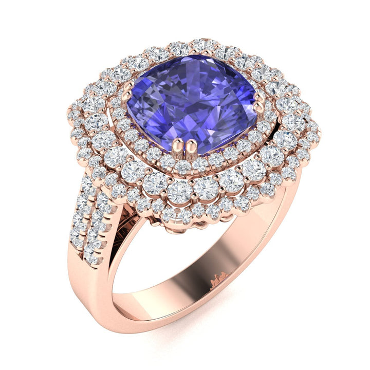 14KT Gold Tanzanite and Diamond Ladies Ring (Tanzanite 6.75 cts. White Diamond 2.25 cts.)