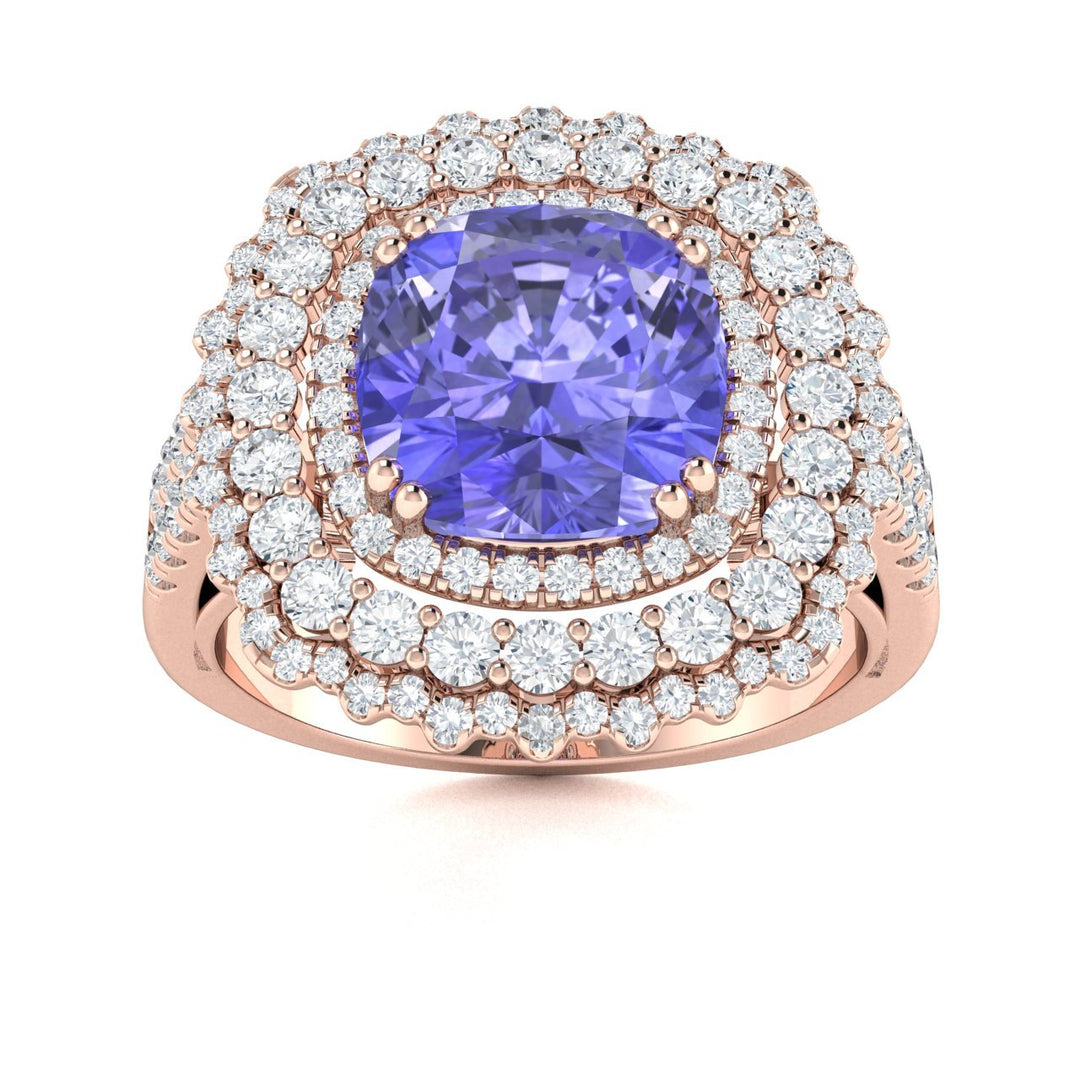 14KT Gold Tanzanite and Diamond Ladies Ring (Tanzanite 6.75 cts. White Diamond 2.25 cts.)
