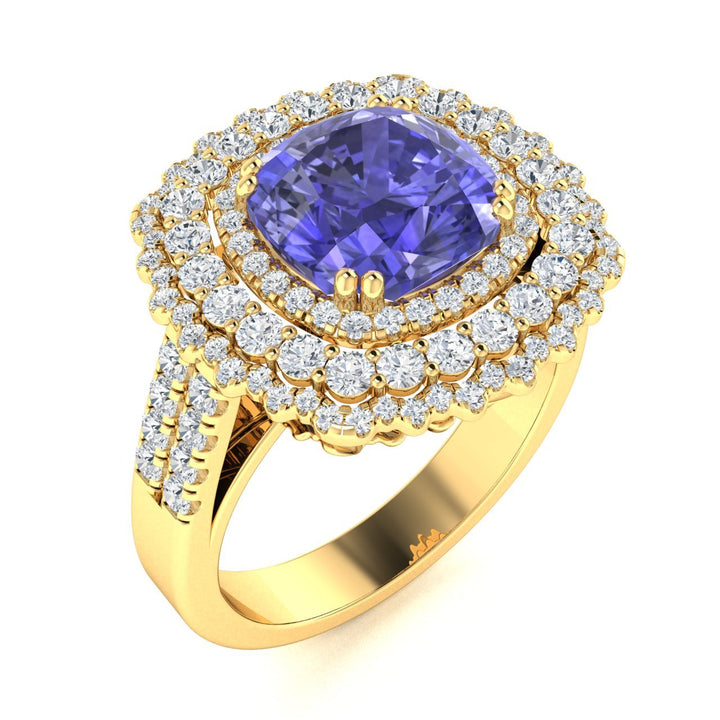 14KT Gold Tanzanite and Diamond Ladies Ring (Tanzanite 6.75 cts. White Diamond 2.25 cts.)