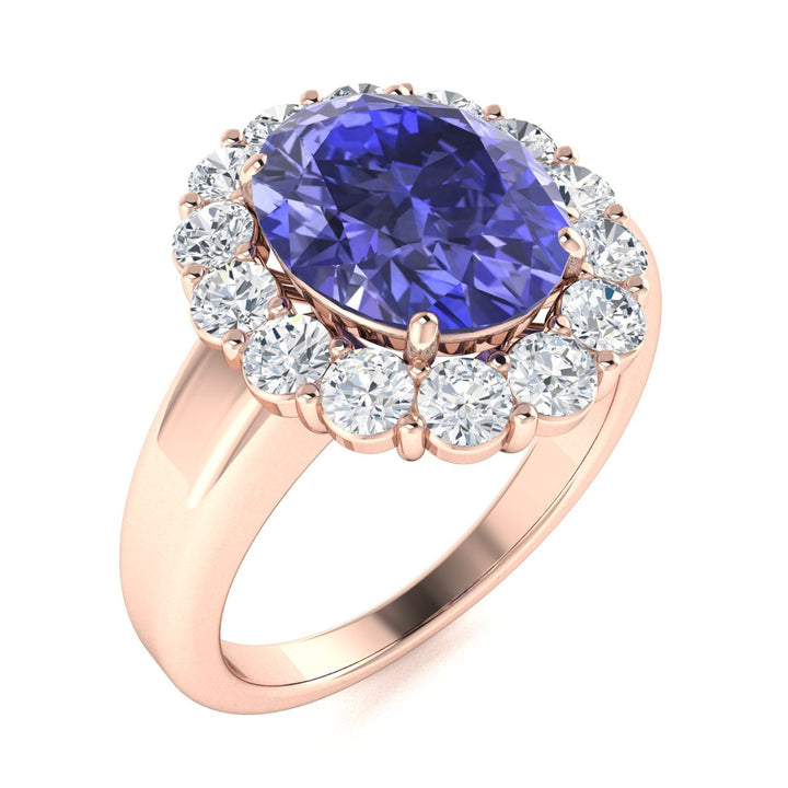 14KT Gold Tanzanite and Diamond Ladies Ring (Tanzanite 9.39 cts White Diamonds 2.01 cts)