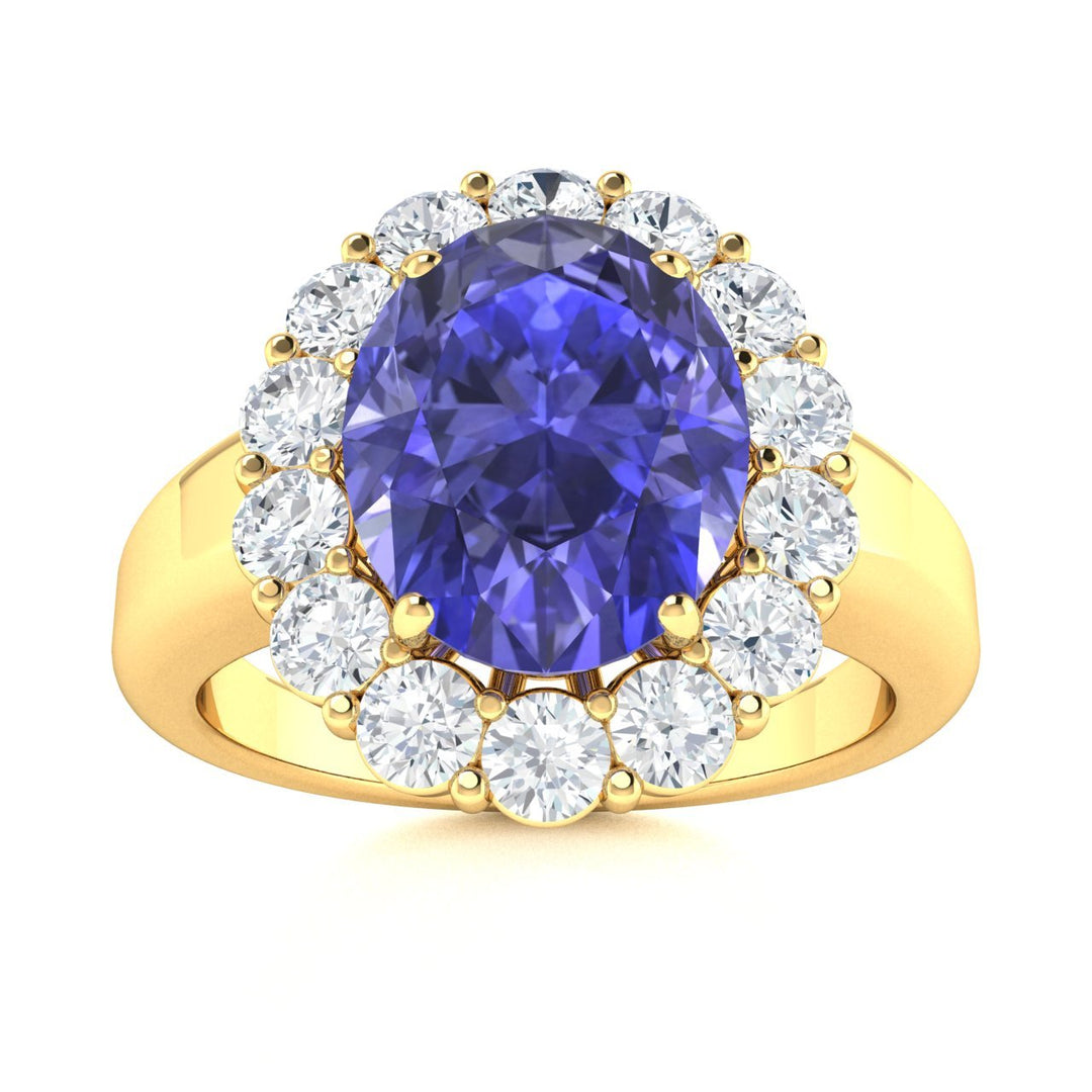 14KT Gold Tanzanite and Diamond Ladies Ring (Tanzanite 9.39 cts White Diamonds 2.01 cts)