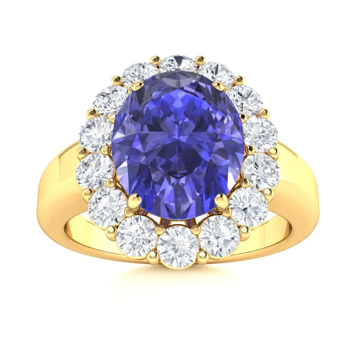 14KT Gold Tanzanite and Diamond Ladies Ring (Tanzanite 9.39 cts White Diamonds 2.01 cts)
