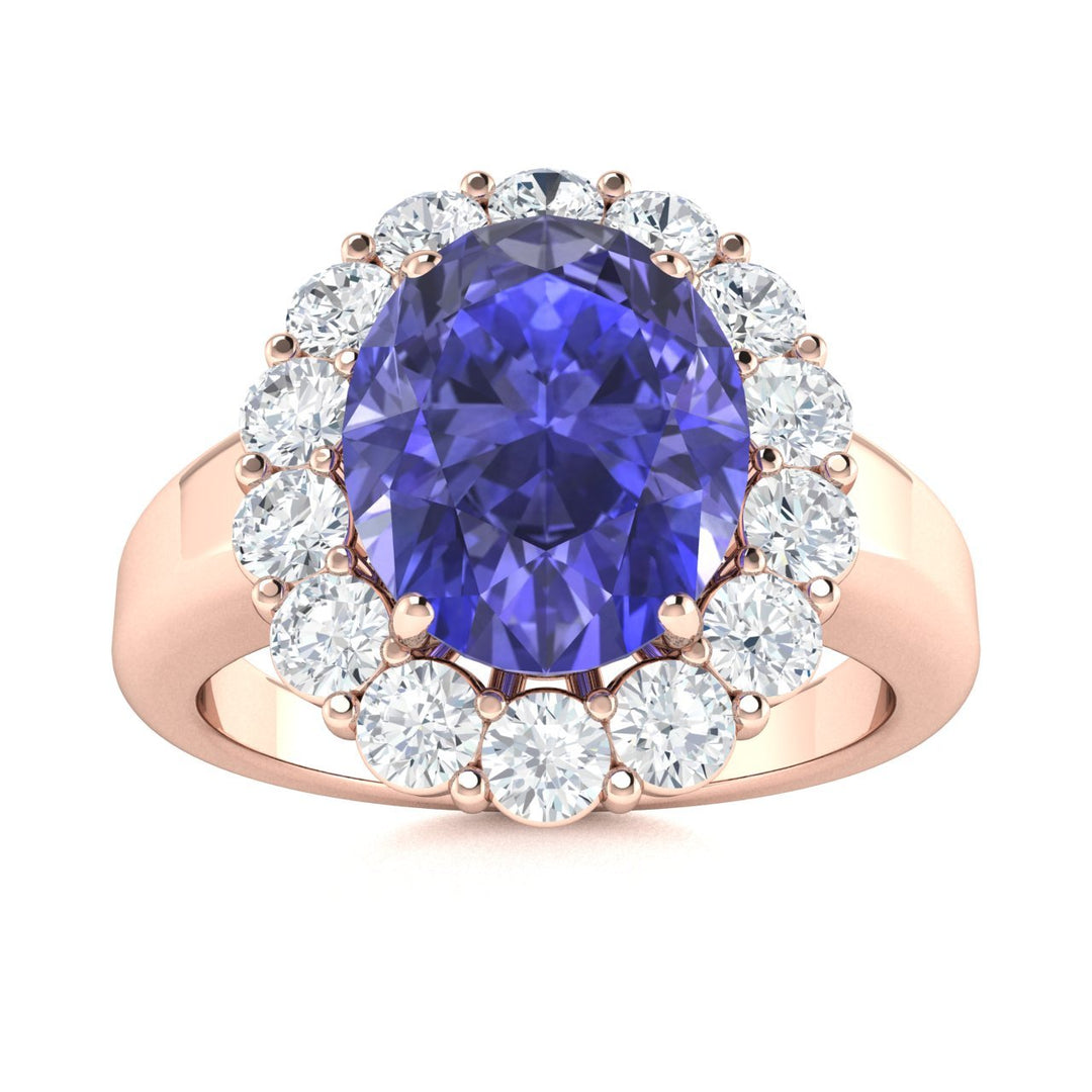 14KT Gold Tanzanite and Diamond Ladies Ring (Tanzanite 9.39 cts White Diamonds 2.01 cts)