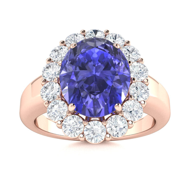 14KT Gold Tanzanite and Diamond Ladies Ring (Tanzanite 9.39 cts White Diamonds 2.01 cts)