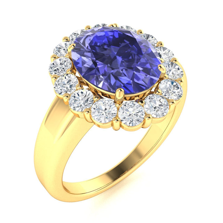 14KT Gold Tanzanite and Diamond Ladies Ring (Tanzanite 9.39 cts White Diamonds 2.01 cts)