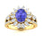14KT Gold Tanzanite, Paraiba Tourmaline and Diamond Ladies Ring