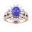 14KT Gold Tanzanite, Paraiba Tourmaline and Diamond Ladies Ring