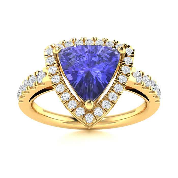 14KT Gold Trillion Tanzanite and Diamond Ladies Ring (Tanzanite 1.75 cts. White Diamond 0.30 cts.)