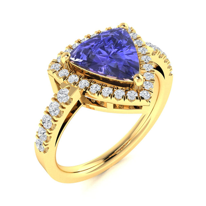 14KT Gold Trillion Tanzanite and Diamond Ladies Ring (Tanzanite 1.75 cts. White Diamond 0.30 cts.)