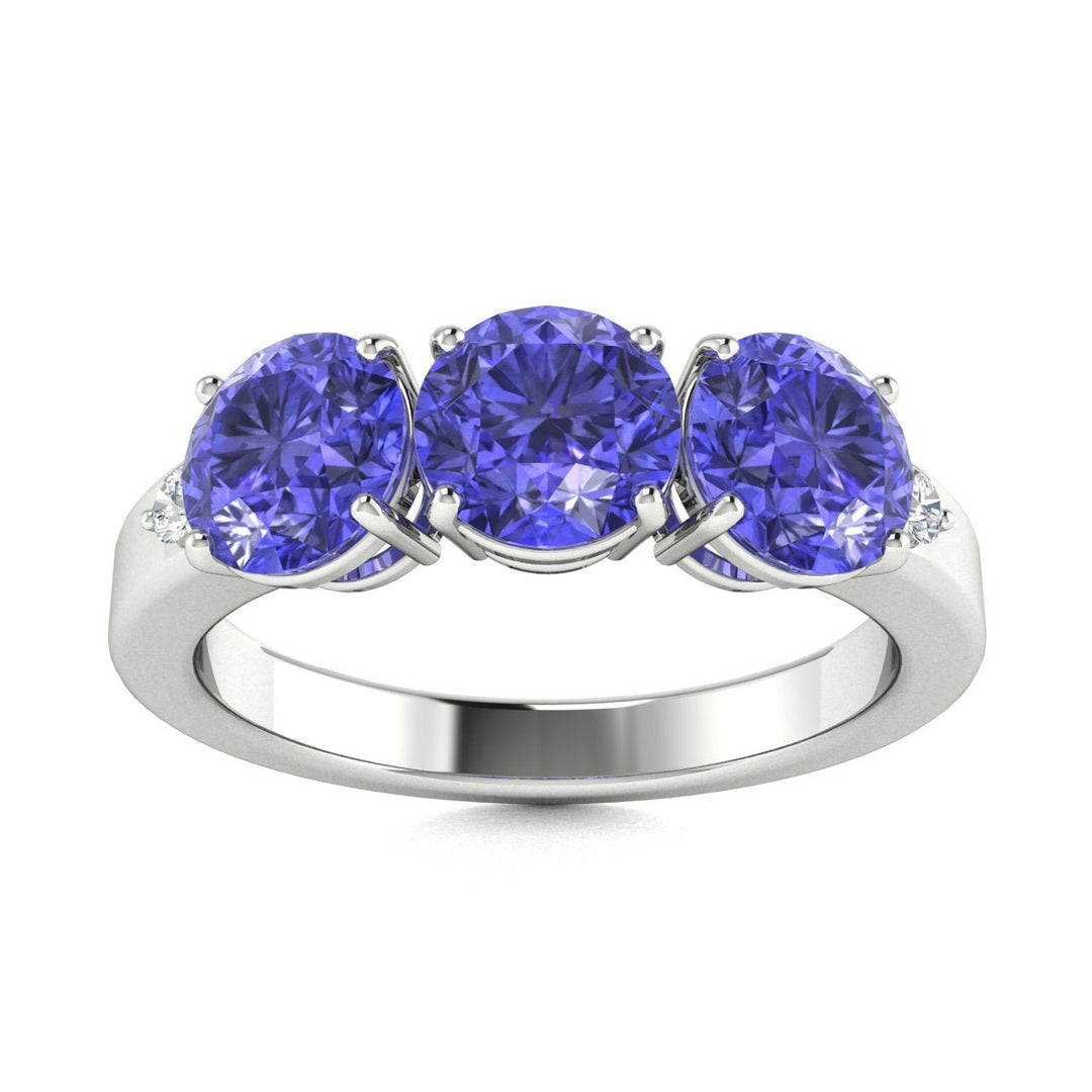 18KT Gold 3-stone Tanzanite and Diamond Ladies Ring (Tanzanite 1.25 cts. White Diamonds 0.10 cts.)
