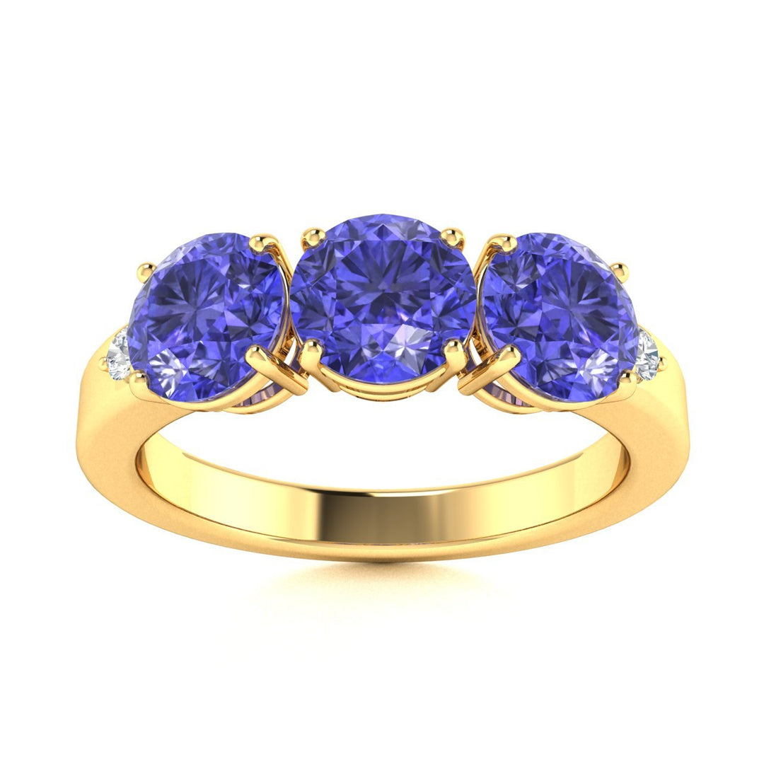 18KT Gold 3-stone Tanzanite and Diamond Ladies Ring (Tanzanite 1.25 cts. White Diamonds 0.10 cts.)