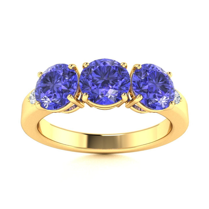 18KT Gold 3-stone Tanzanite and Diamond Ladies Ring (Tanzanite 1.25 cts. White Diamonds 0.10 cts.)