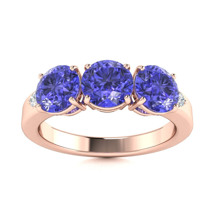 18KT Gold 3-stone Tanzanite and Diamond Ladies Ring (Tanzanite 1.25 cts. White Diamonds 0.10 cts.)