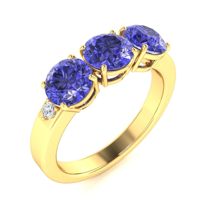 18KT Gold 3-stone Tanzanite and Diamond Ladies Ring (Tanzanite 1.25 cts. White Diamonds 0.10 cts.)