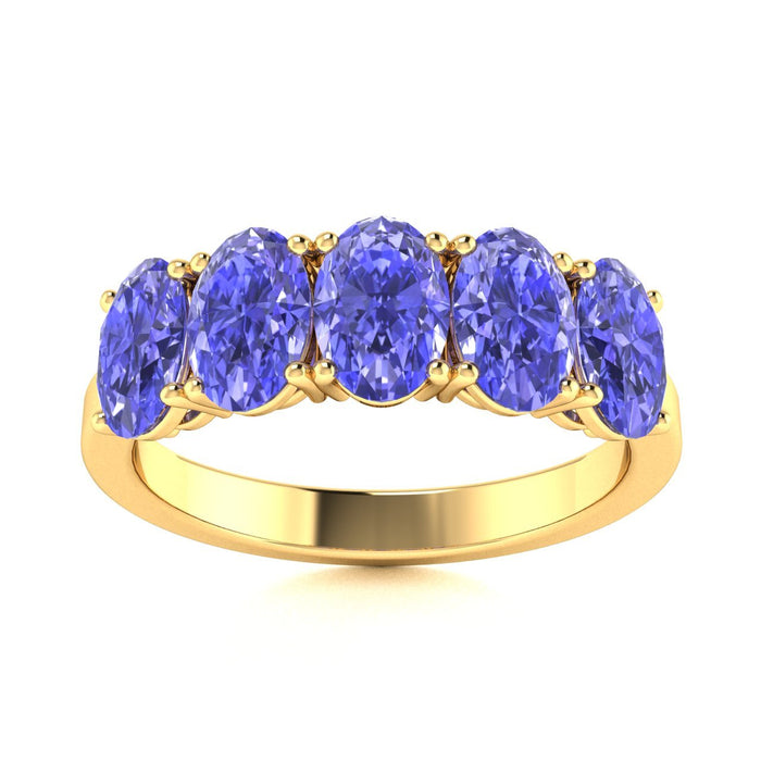 18kt Gold 5-stone Oval Tanzanite Ladies Ring (Tanzanite 1.00ct)
