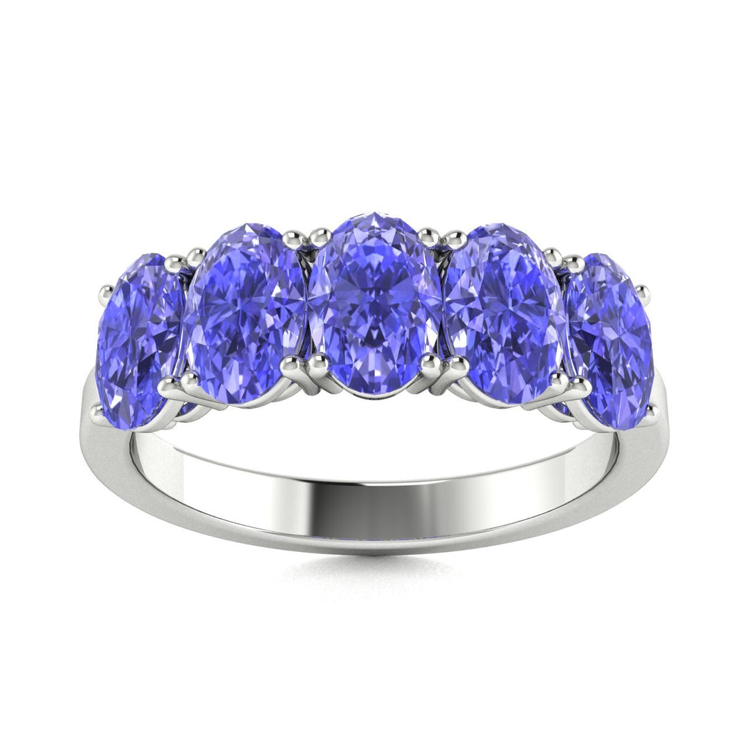 18kt Gold 5-stone Oval Tanzanite Ladies Ring (Tanzanite 1.00ct)