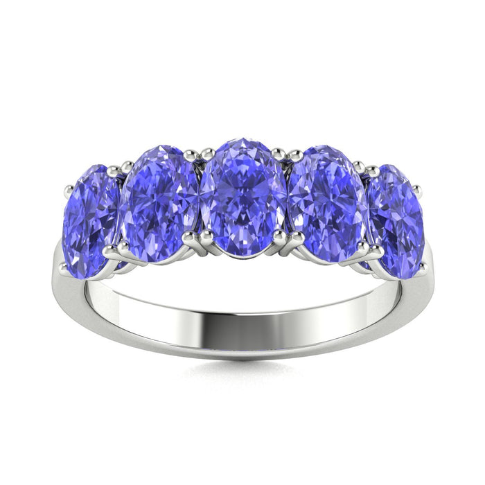 18kt Gold 5-stone Oval Tanzanite Ladies Ring (Tanzanite 1.00ct)