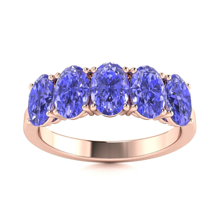 18kt Gold 5-stone Oval Tanzanite Ladies Ring (Tanzanite 1.00ct)