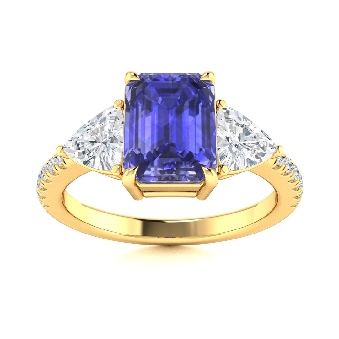 18kt Gold AAA Emerald Cut Tanzanite and Diamond Ladies Ring (Tanzanite 5.00ct Diamonds 1.00 cts)