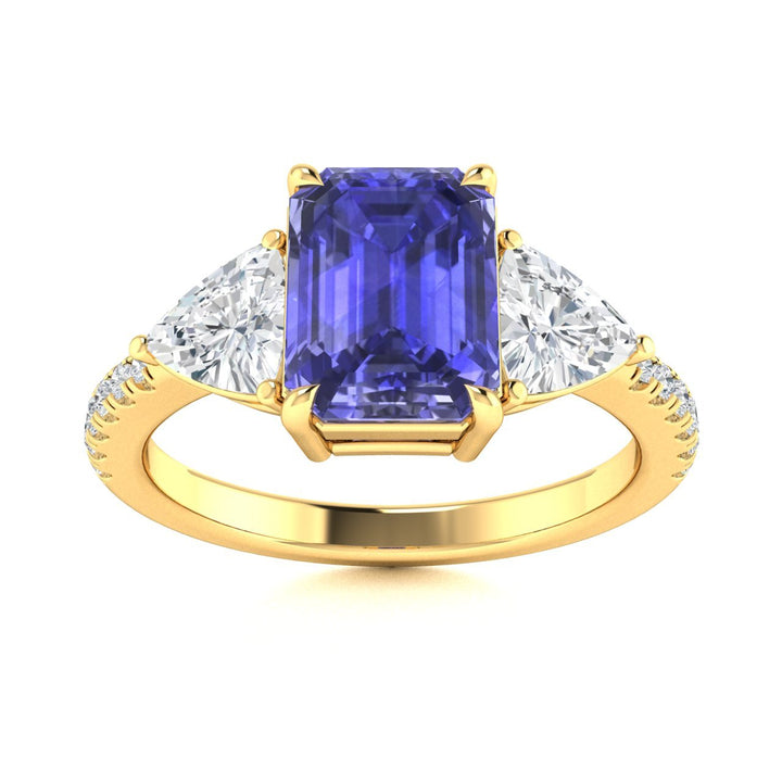 18kt Gold AAA Emerald Cut Tanzanite and Diamond Ladies Ring (Tanzanite 5.00ct Diamonds 1.00 cts)