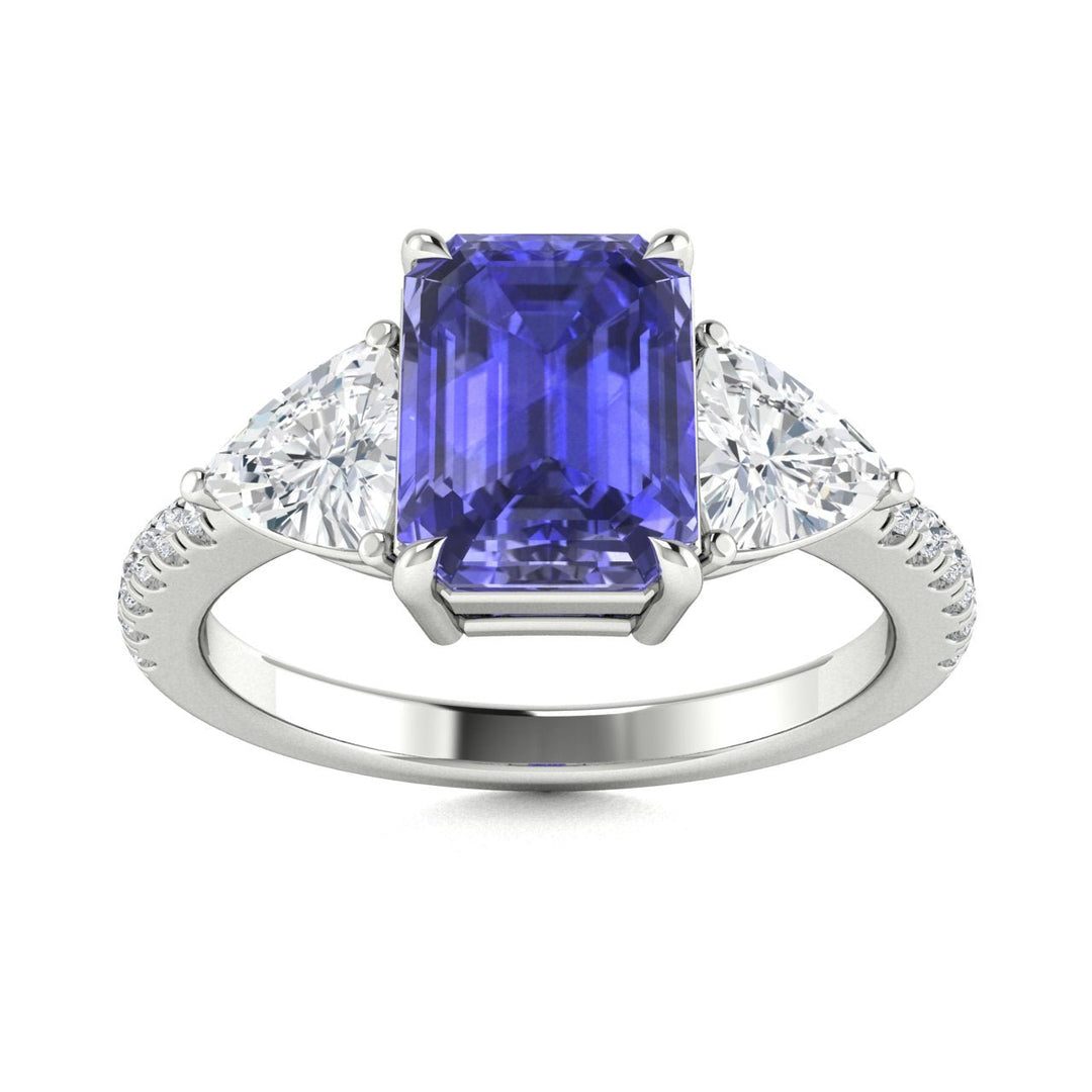 18kt Gold AAA Emerald Cut Tanzanite and Diamond Ladies Ring (Tanzanite 5.00ct Diamonds 1.00 cts)