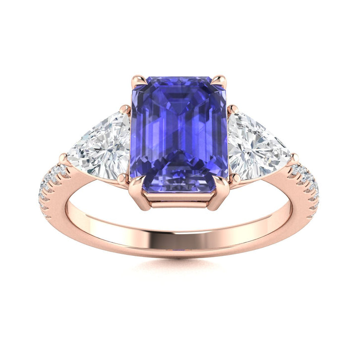 18kt Gold AAA Emerald Cut Tanzanite and Diamond Ladies Ring (Tanzanite 5.00ct Diamonds 1.00 cts)