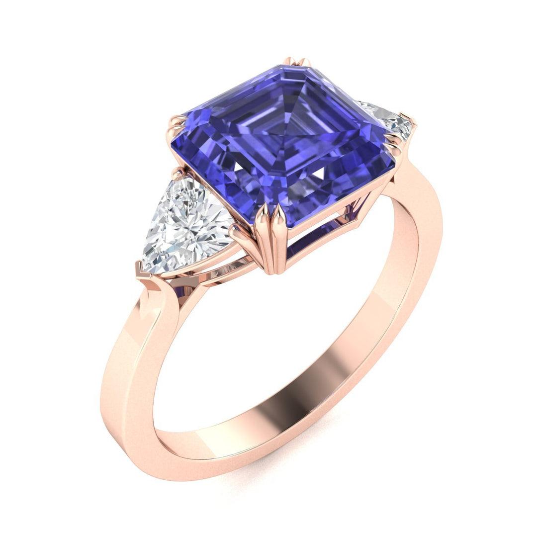 18kt Gold Asscher Cut Tanzanite and Diamond Ladies Ring (Tanzanite 1.50ct Diamonds 0.25cts)