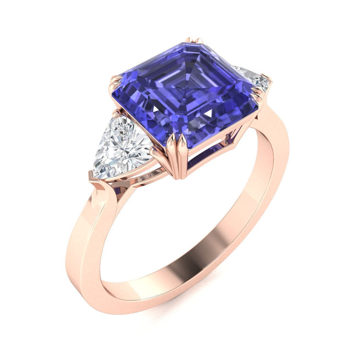 18kt Gold Asscher Cut Tanzanite and Diamond Ladies Ring (Tanzanite 1.50ct Diamonds 0.25cts)