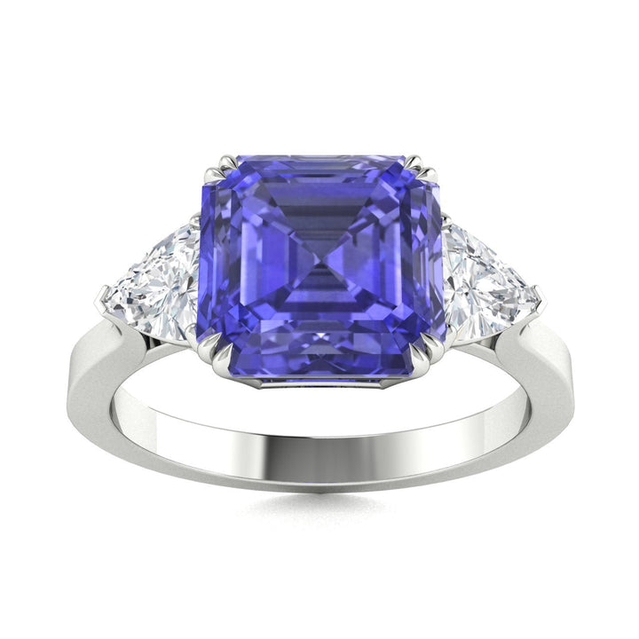 18kt Gold Asscher Cut Tanzanite and Diamond Ladies Ring (Tanzanite 1.50ct Diamonds 0.25cts)