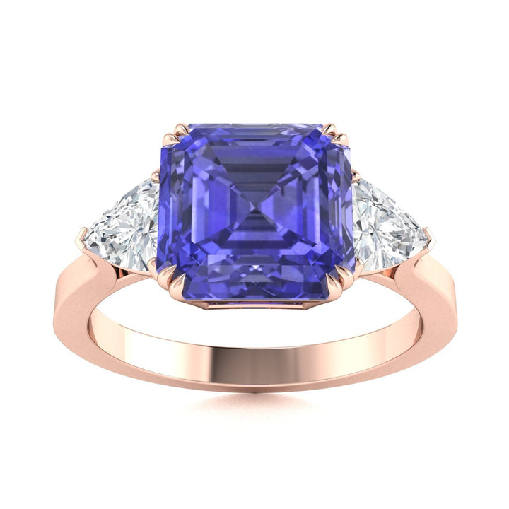 18kt Gold Asscher Cut Tanzanite and Diamond Ladies Ring (Tanzanite 1.50ct Diamonds 0.25cts)