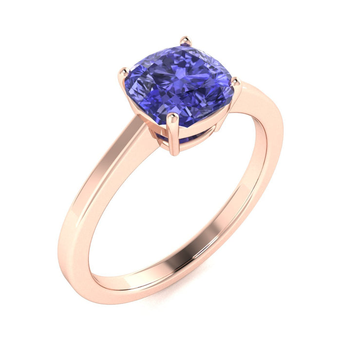 18kt Gold Cushion cut brilliant Tanzanite Ladies Ring (Tanzanite 2.25ct)