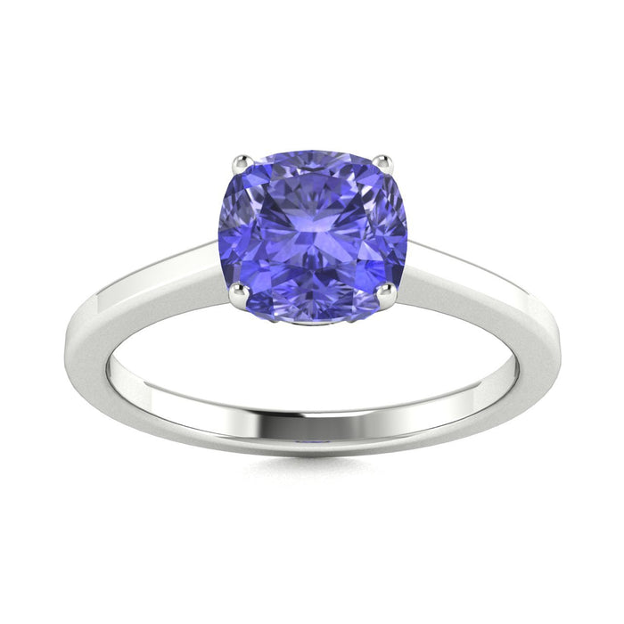 18kt Gold Cushion cut brilliant Tanzanite Ladies Ring (Tanzanite 2.25ct)