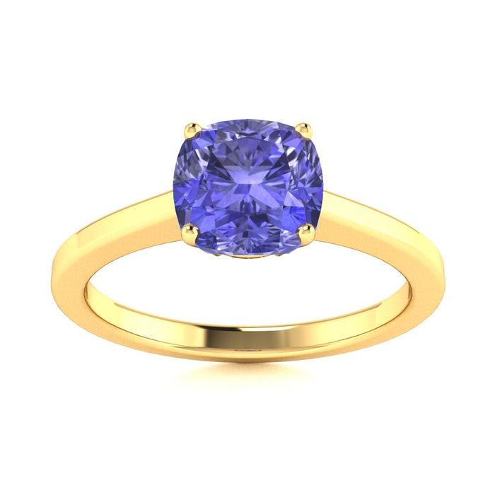 18kt Gold Cushion cut brilliant Tanzanite Ladies Ring (Tanzanite 2.25ct)