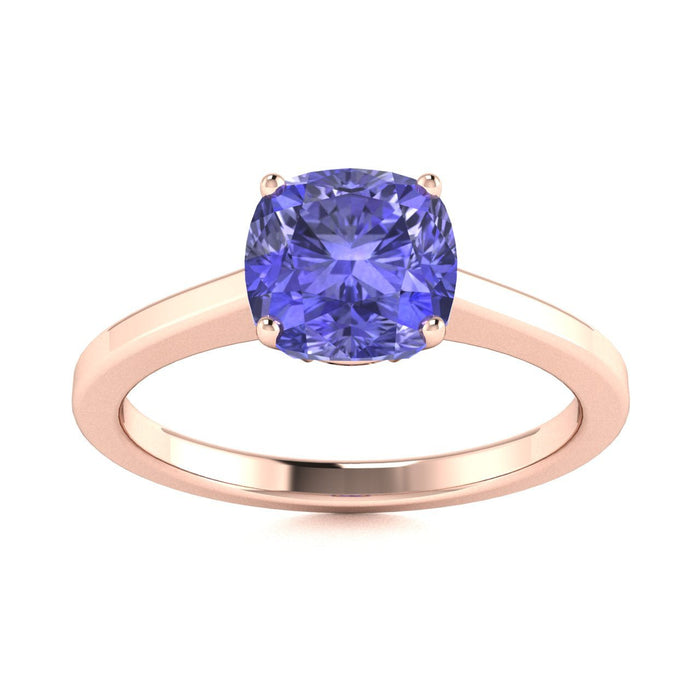 18kt Gold Cushion cut brilliant Tanzanite Ladies Ring (Tanzanite 2.25ct)