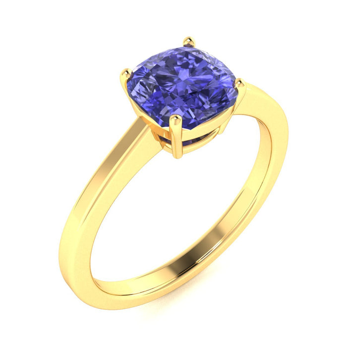 18kt Gold Cushion cut brilliant Tanzanite Ladies Ring (Tanzanite 2.25ct)