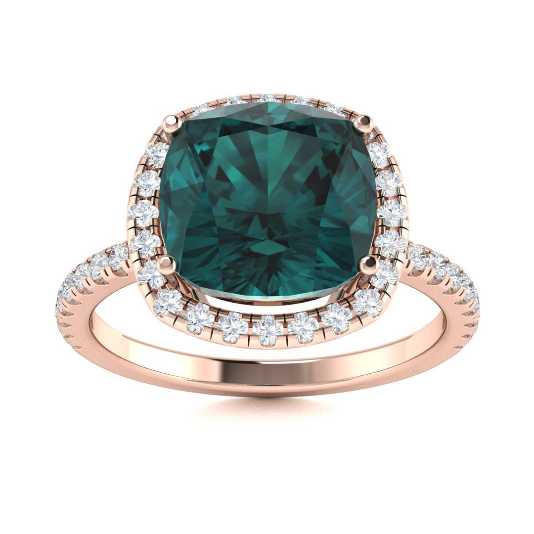 18kt Gold Cushion Cut Natural Alexandrite and Diamond Ladies Ring (Alexandrite 2.00ct Diamonds 0.20 cts)