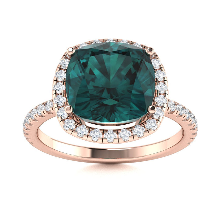 18kt Gold Cushion Cut Natural Alexandrite and Diamond Ladies Ring (Alexandrite 2.00ct Diamonds 0.20 cts)
